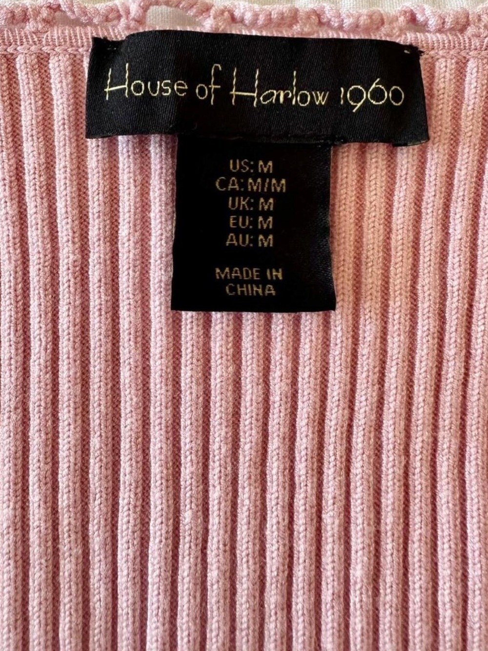 House of Harlow 1960 Blush Pink Rib Knit Sweetheart Sweater M Romantic Coquette - Picture 4 of 7